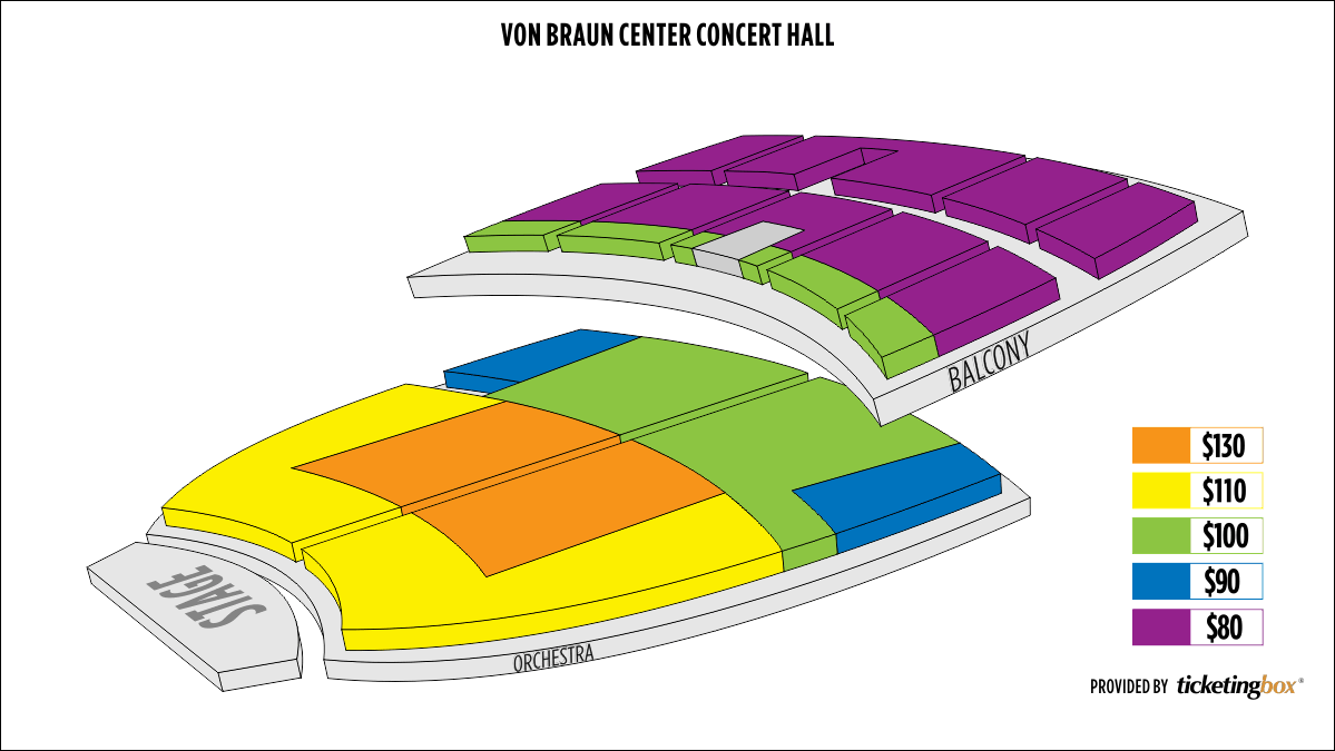 Huntsville Von Braun Center Concert Hall מפת האולם