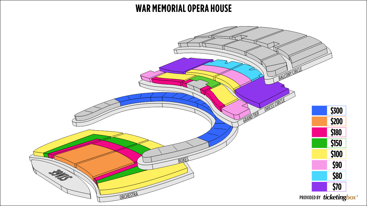The War Memorial Opera House Seating Chart. 