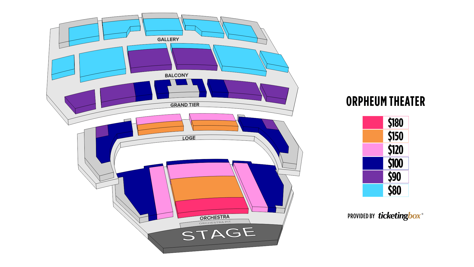 Omaha Orpheum Theater מפת האולם עברית