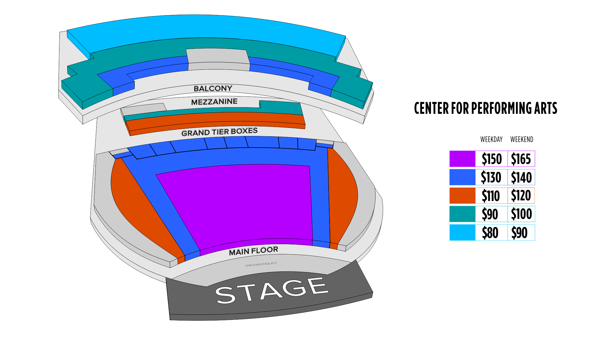 Shen Yun University Park 州长州立大学表演艺术中心 Seating Chart